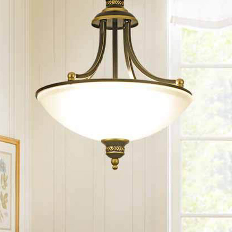 Luz de vaso de vidrio de cúpula invertida Luz Classic 3 cabezas de comedor Luz colgante de luz