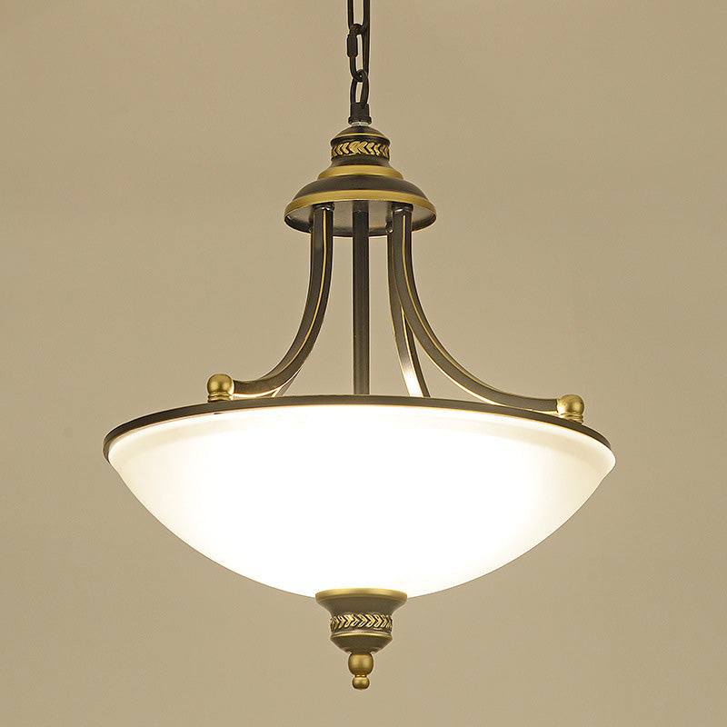 Luz de vaso de vidrio de cúpula invertida Luz Classic 3 cabezas de comedor Luz colgante de luz