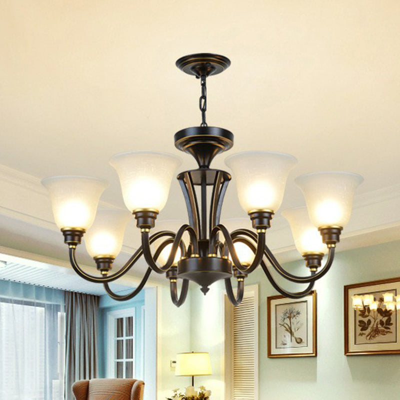 Rustikale glockenförmige Suspension lichtcreme Glas Kronleuchter Beleuchtung für Esszimmer