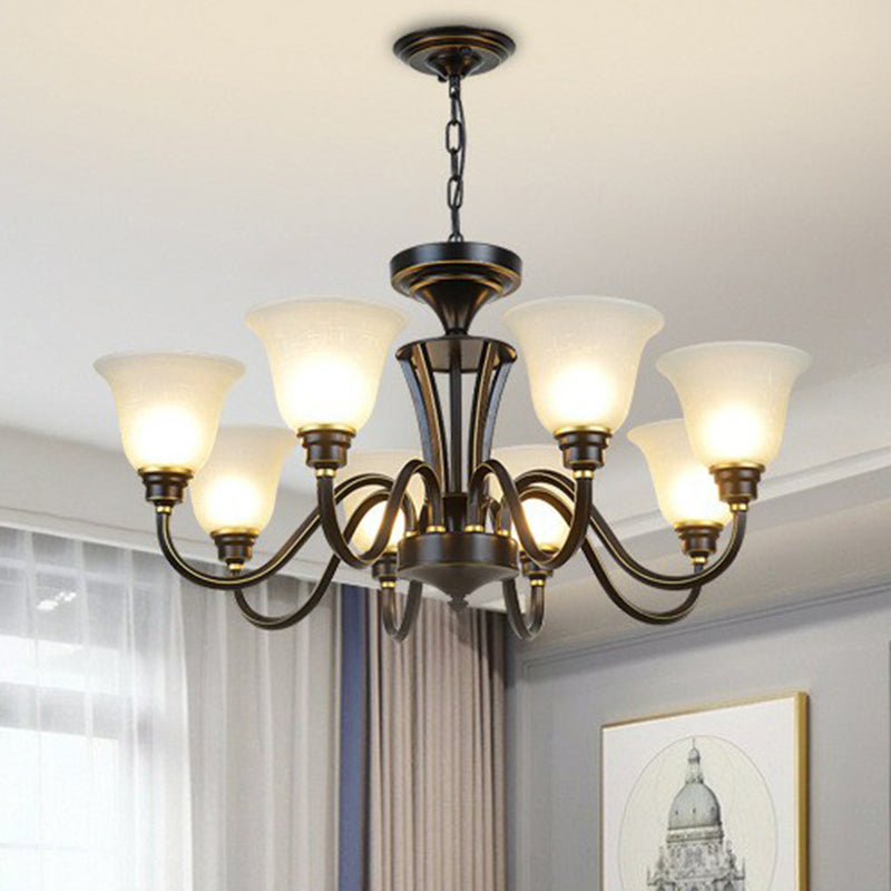Rustikale glockenförmige Suspension lichtcreme Glas Kronleuchter Beleuchtung für Esszimmer