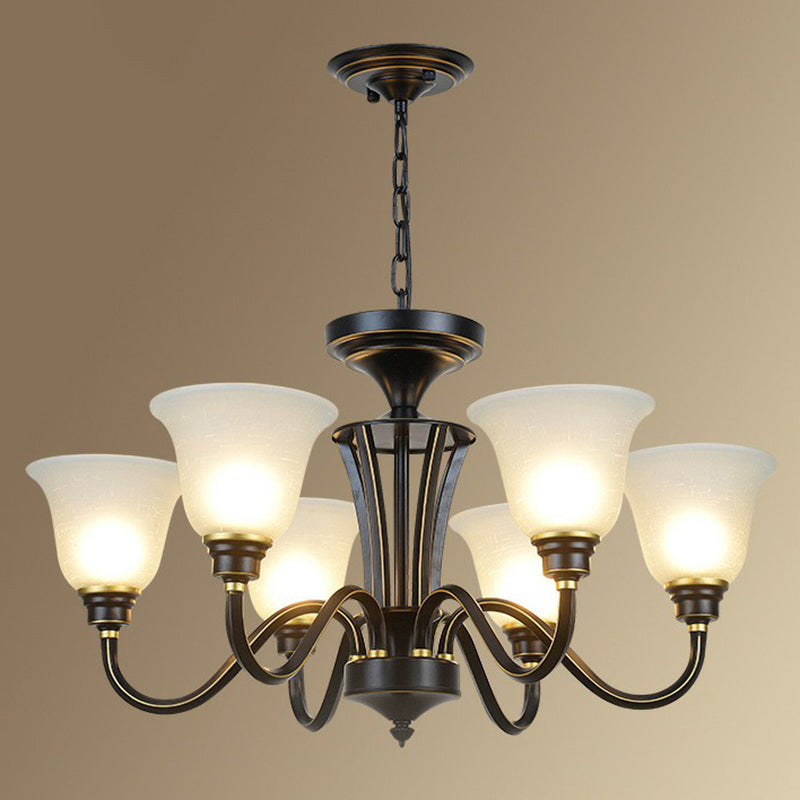 Rustikale glockenförmige Suspension lichtcreme Glas Kronleuchter Beleuchtung für Esszimmer