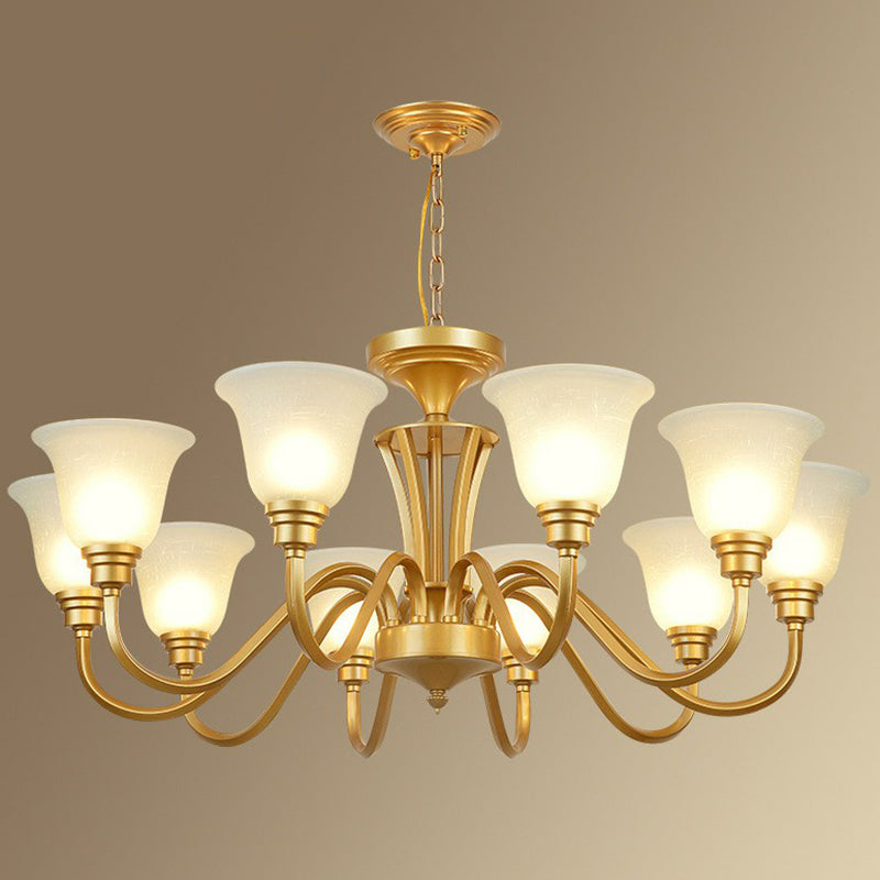 Rustikale glockenförmige Suspension lichtcreme Glas Kronleuchter Beleuchtung für Esszimmer