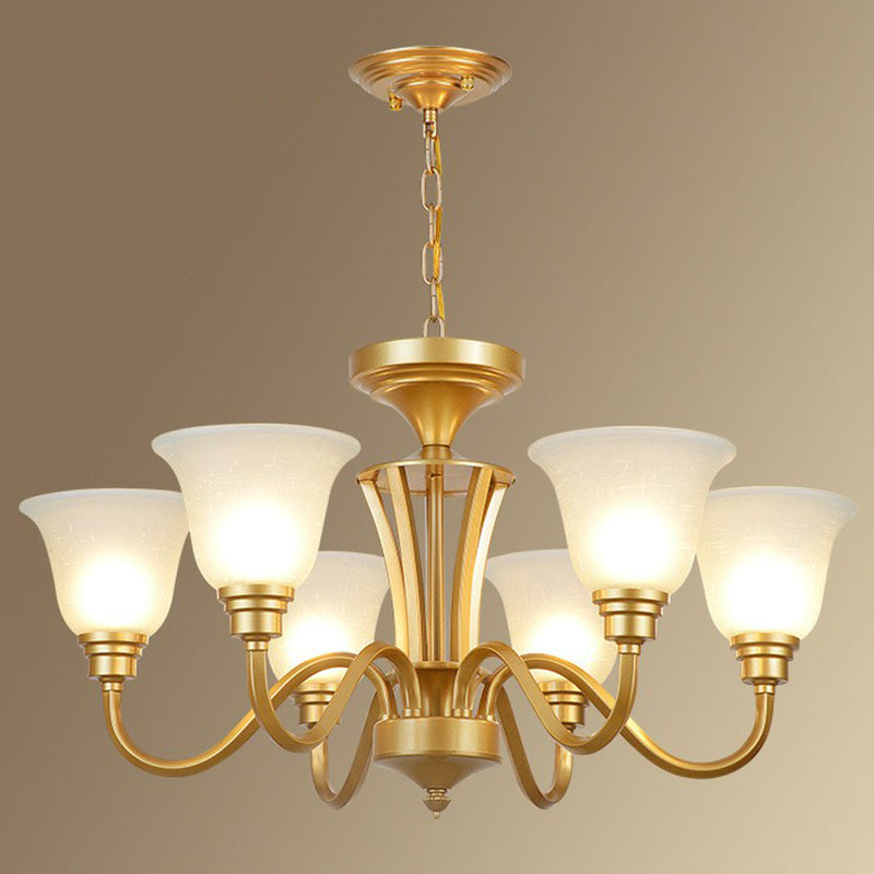 Rustikale glockenförmige Suspension lichtcreme Glas Kronleuchter Beleuchtung für Esszimmer