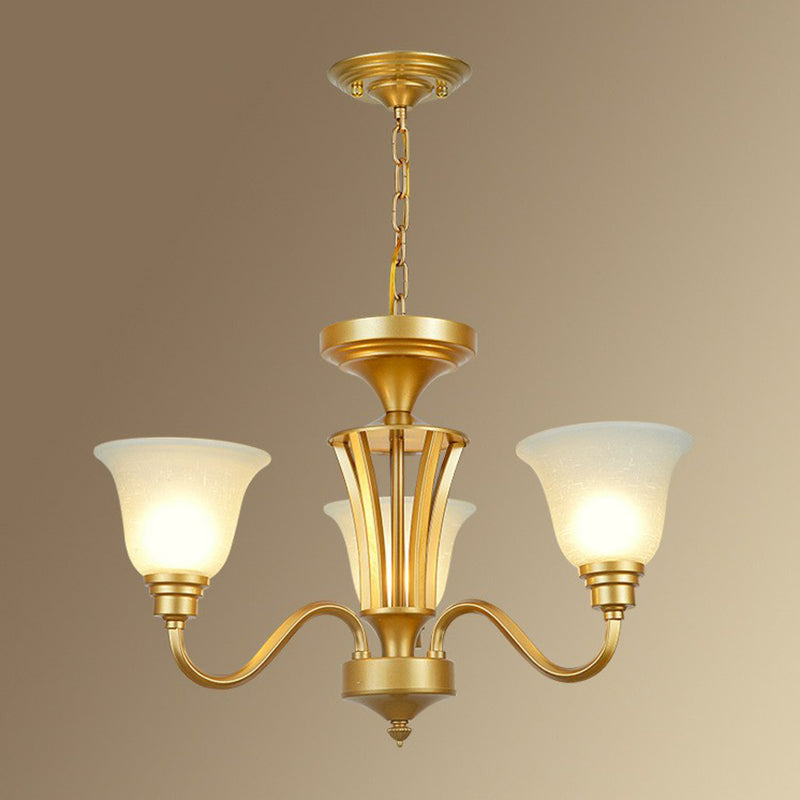 Rustikale glockenförmige Suspension lichtcreme Glas Kronleuchter Beleuchtung für Esszimmer