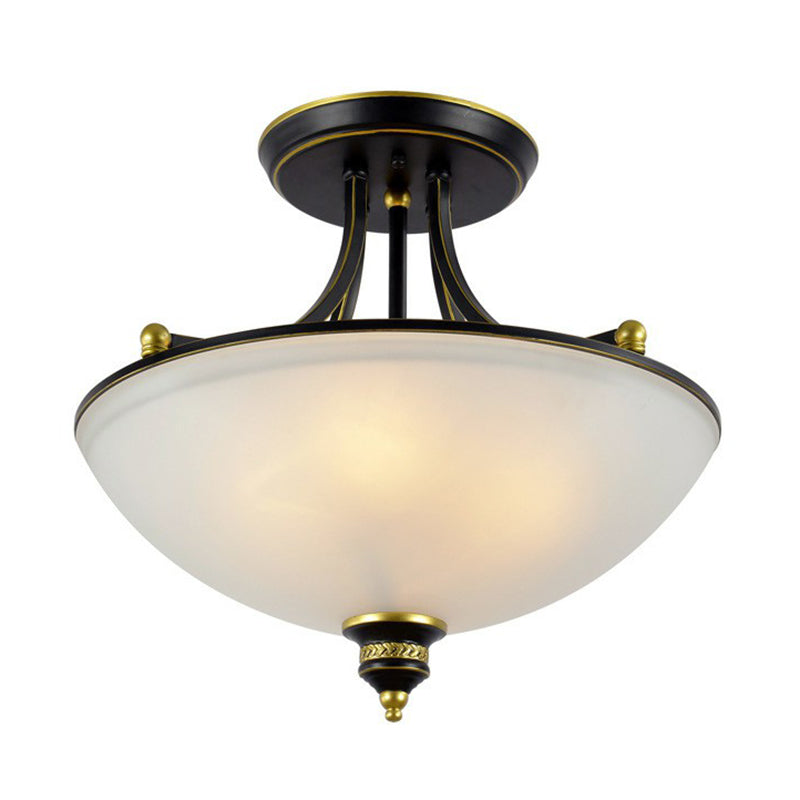 Klassische Schüsselform Semi Flush 4 Köpfe Frostglas Halbflush -Leuchte für Esszimmer