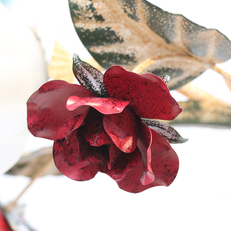 Blumen-Wohnzimmer-Deckenbeleuchtung, pastorales cremefarbenes Glas, rote Kronleuchter-Leuchte
