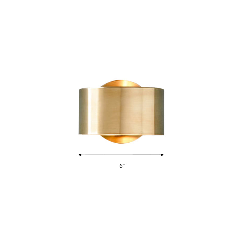 Gold Half-Cylinder Wall Light Fixture Postmodern 1 Light Metal Flush Wall Sconce