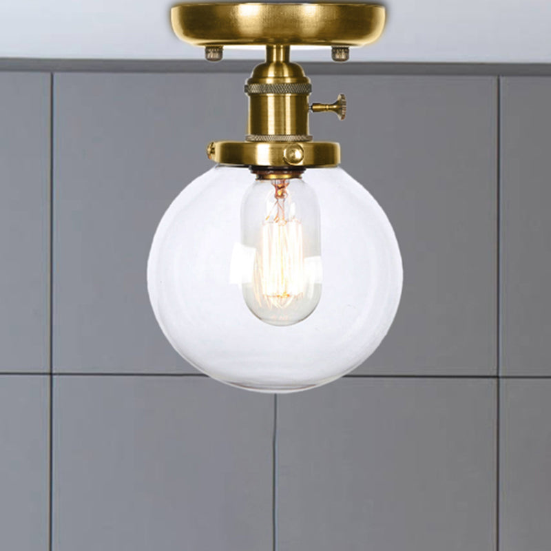 Bronze -Globus/runde halbspünis Licht Industrielles klares/bernsteinfarbenes Glas 1 Leichte Wohnzimmer Deckenbeleuchtung
