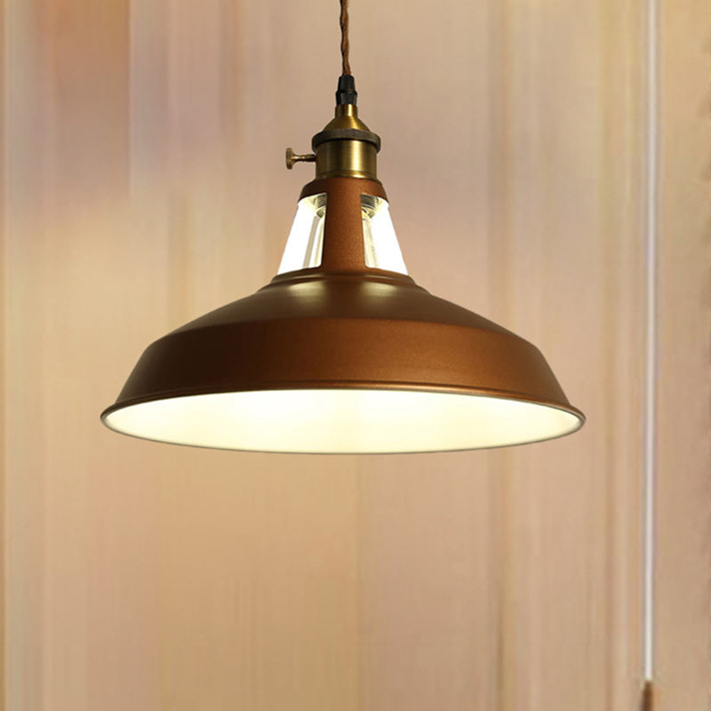 1 Light Barn Pendant Lighting Fixture Industrial Beige/Blue/Green Metal Hanging Ceiling Light for Dining Room
