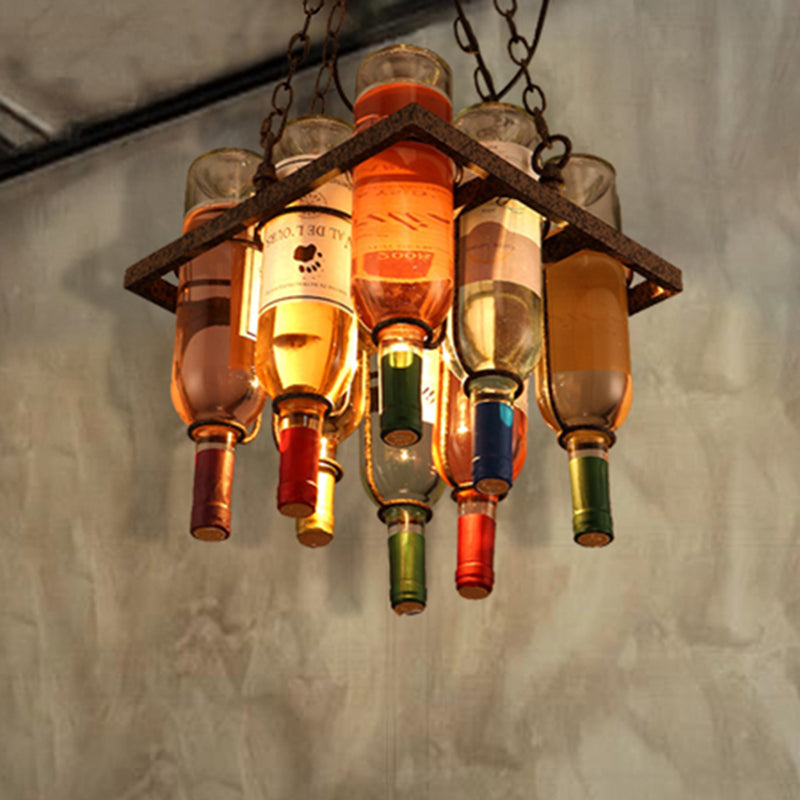 Metal 1/2/3 Lights Rust Dining Room Hanging Light Kit Industrial Round/Square/Rectangle Pendant Lighting