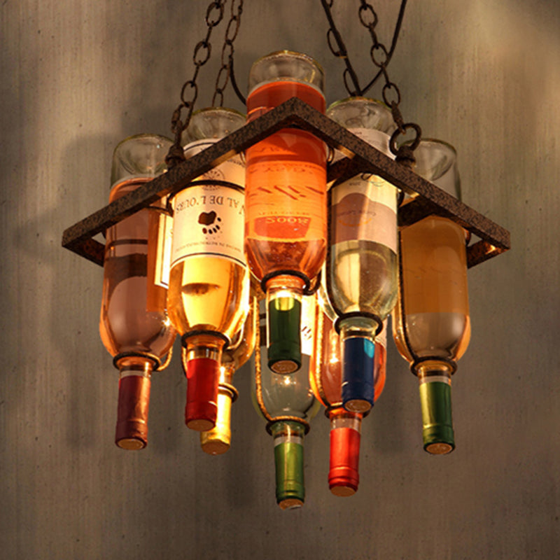 Metal 1/2/3 Lights Rust Dining Room Hanging Light Kit Industrial Round/Square/Rectangle Pendant Lighting