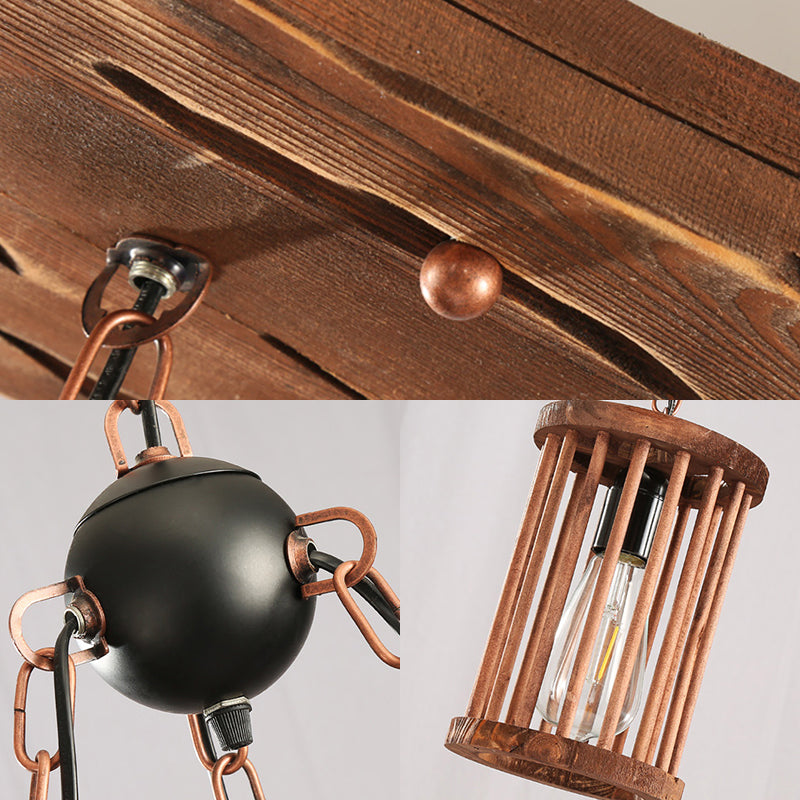 Cilindro de lámpara de lámpara de madera lámpara de techo de comedor industrial 2/3