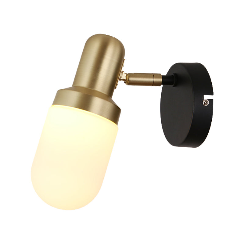 Capsule moderne Verre Lumière 1/2/3 Lumières Lumière Wall Light avec bras noir et plaque arrière