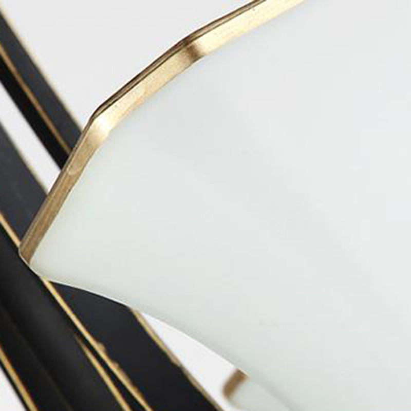 Verre blanc cloche suspendue lustre traditionnel 3/6 lumières suspension de salon Lumière en noir