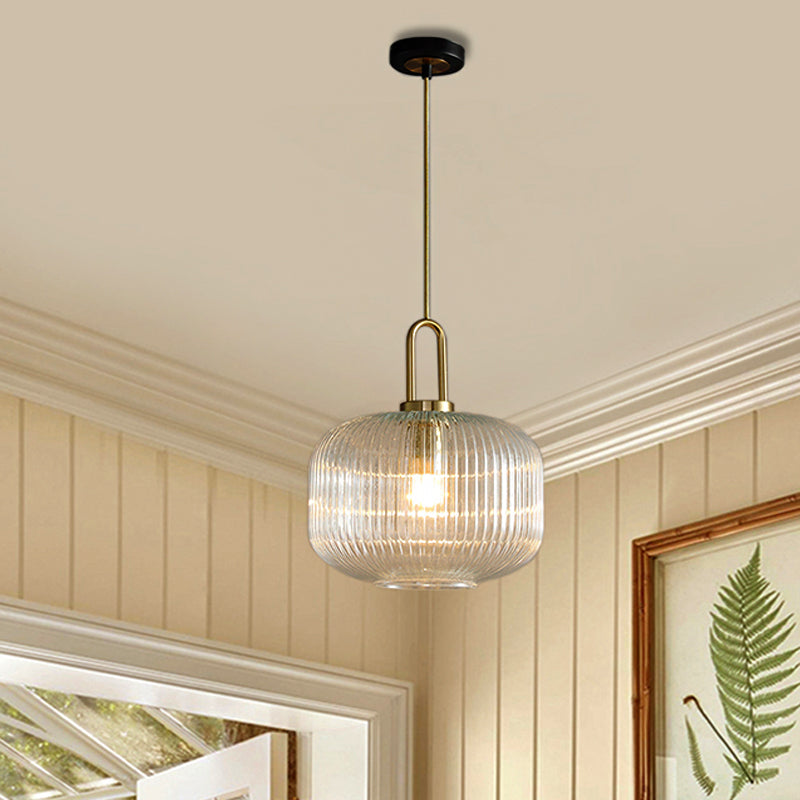 Liberate in vetro a coste cilindriche/tamburo/globo modernista 1 luce 6 "/8"/12 "Lampada in oro larga appuntamento per cucina per cucina