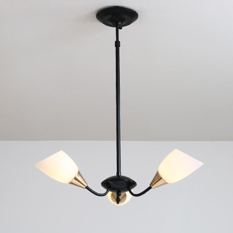 Black 3/6/8 Lights Pendant Chandelier Classic Frosted Glass Oval Shade Hanging Light with Sputnik Design