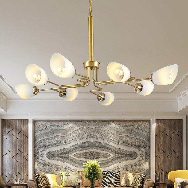 8 LUMILES PENDANT LUMIÈRE TRADITIONNELLE VERRE OVAL GRATIT PROSDIER PROSDIGE en laiton pour le salon