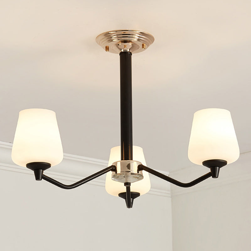 Milky Glass Sputnik Hanging Chandelier Classic 3/6 Lights Living Room Pendant Light with Cup Shade