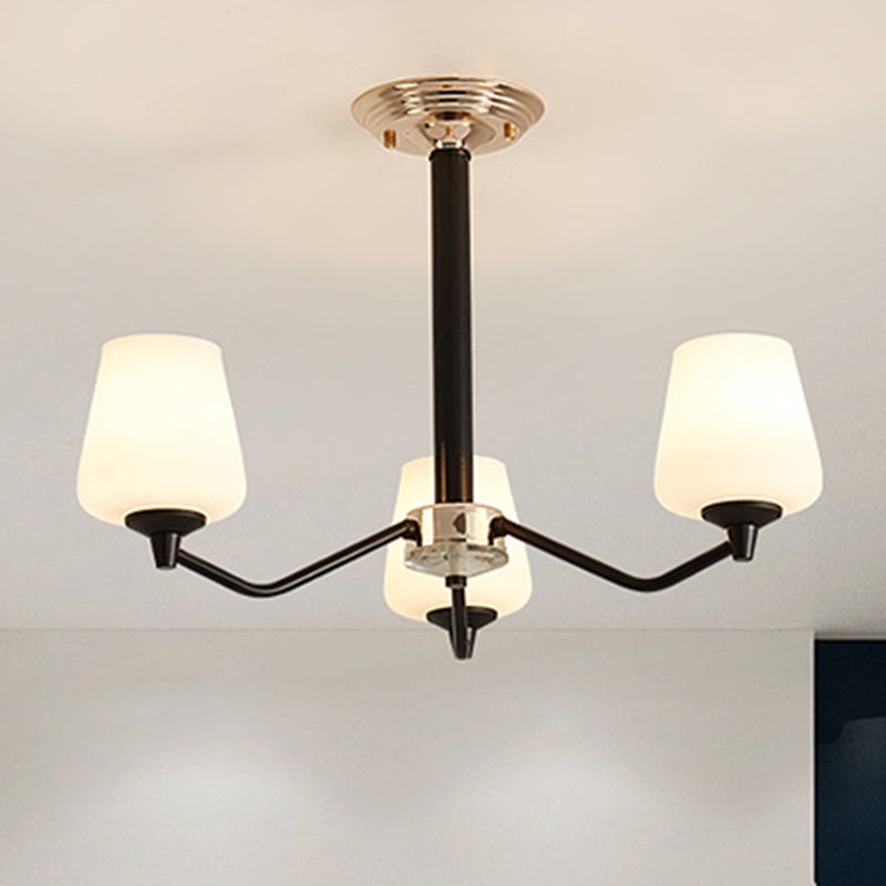 Milky Glass Sputnik Hanging Chandelier Classic 3/6 Lights Living Room Pendant Light with Cup Shade