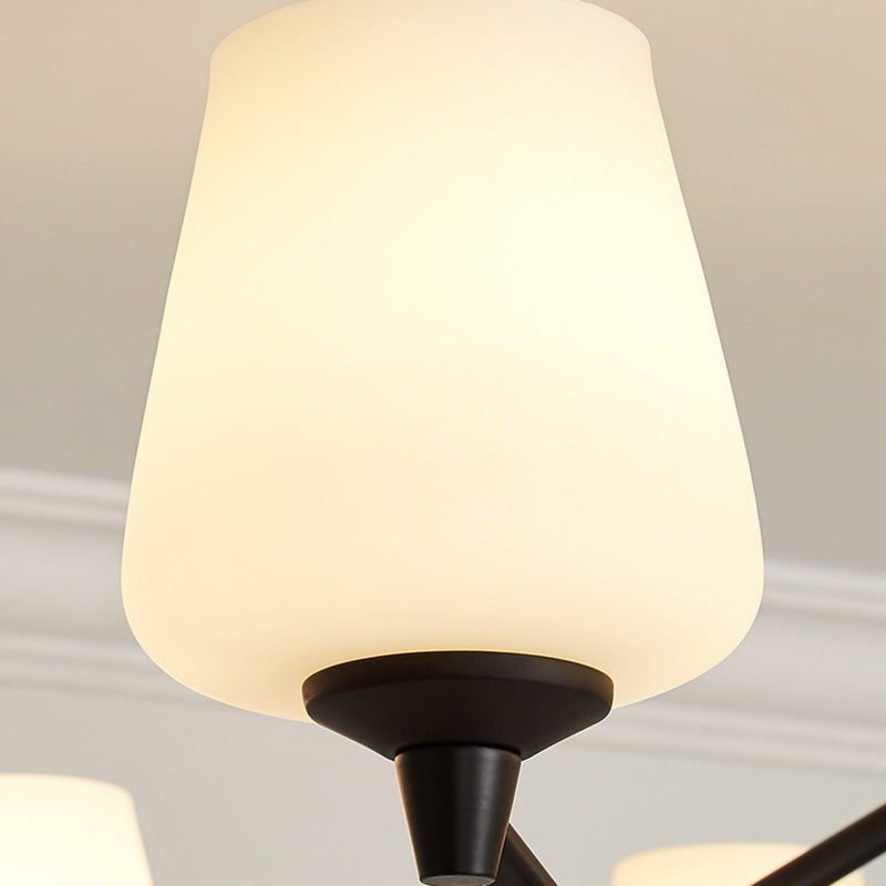 Milky Glass Sputnik Hanging Chandelier Classic 3/6 Lights Living Room Pendant Light with Cup Shade