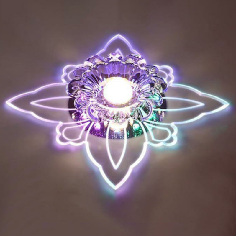 Blossom LED Flush Mount Light Simplicity Crystal Corridor Flush Mount Ceiling Light in Clear