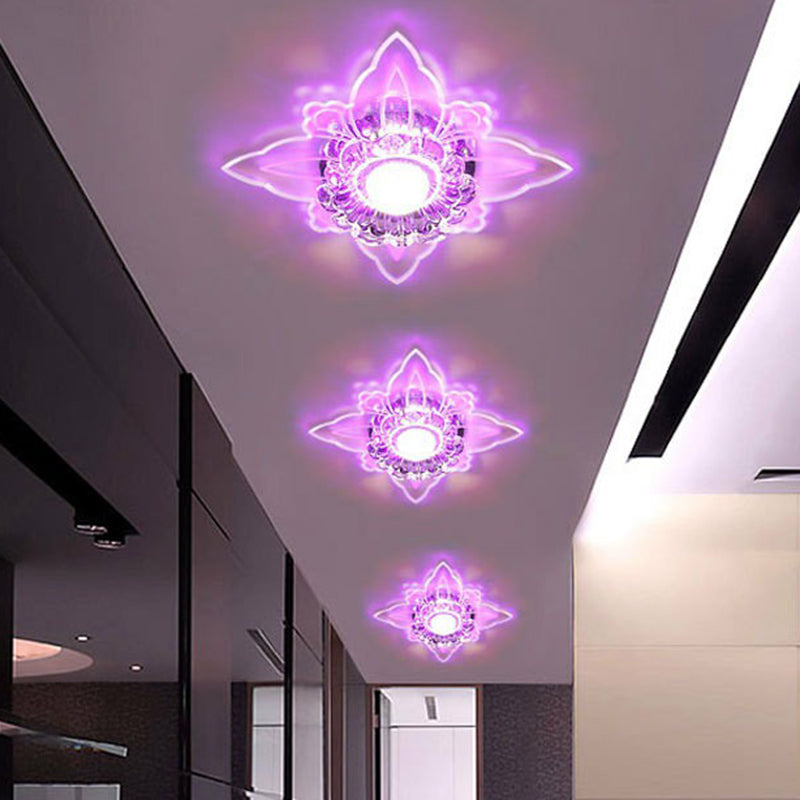 Blossom LED Flush Mount Light Simplicity Crystal Corridor Flush Mount Ceiling Light in Clear