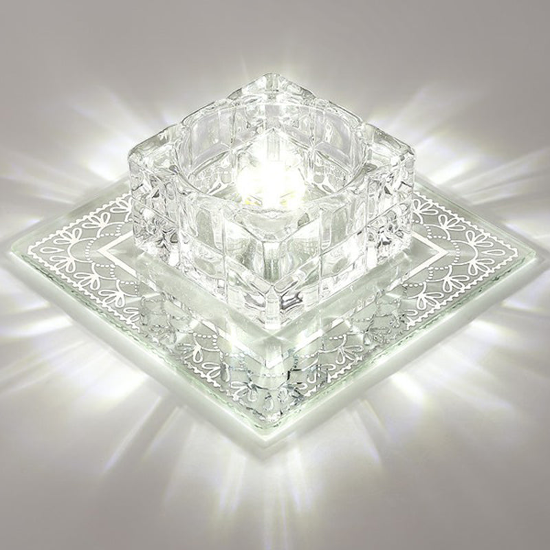 Square Flush Mount Beleuchtung Minimalist Crystal Flur LED-Unterputz-Halterung in Klartext