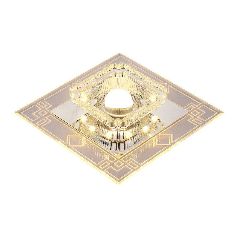 Crystal Squared LED Flush Mount Modern Clear Flushmount Ceiling Light for Entryway