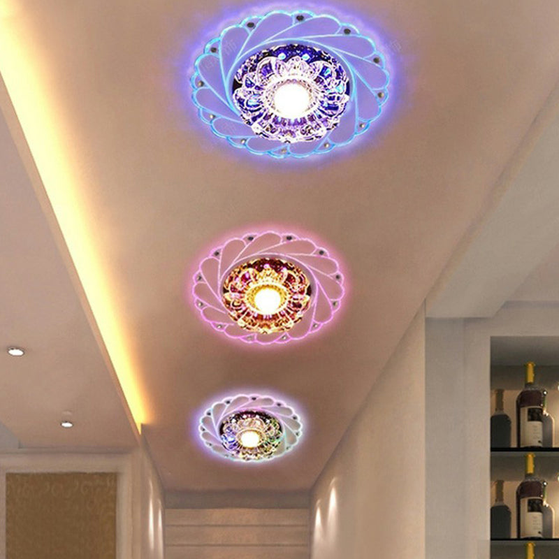 Clear Flower LED Flush Mount Light Simplicity Crystal Flush Monte Massimale Luce per Entryway