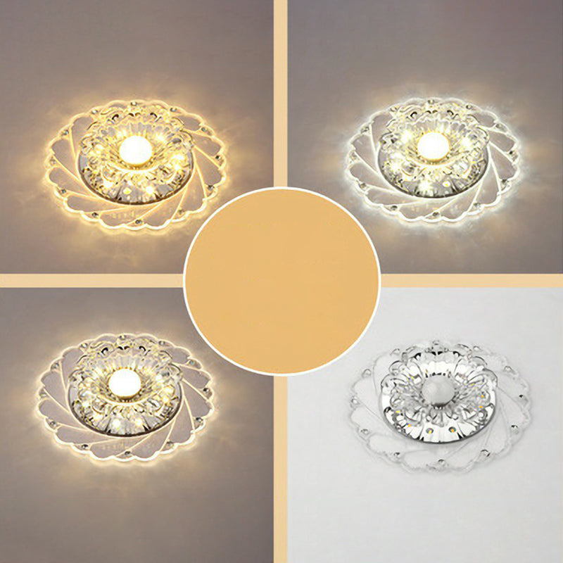 Clear Flower LED Flush Mount Light Simplicity Crystal Flush Monte Massimale Luce per Entryway