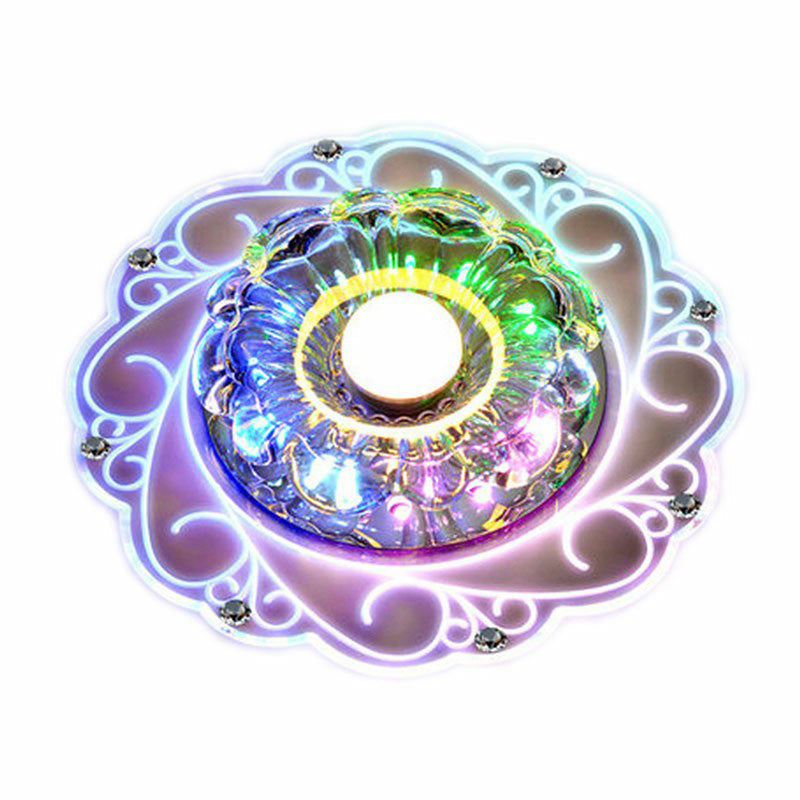 Plafonnier encastré moderne en cristal à LED pour couloir de forme florale en transparent