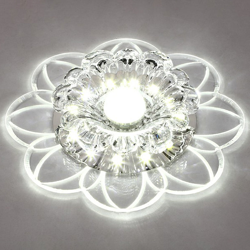 Plafonnier LED encastrable pour couloir de fleurs, plafonnier en cristal Simplicity en transparent