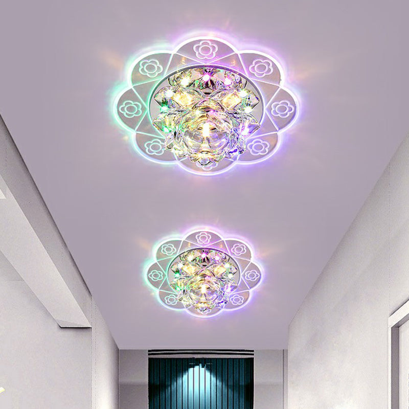 Éclairage encastré floral Luminaire encastré à LED en cristal minimaliste pour couloir en clair