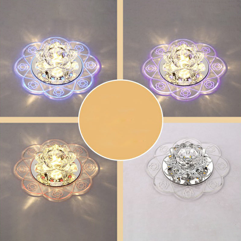 Éclairage encastré floral Luminaire encastré à LED en cristal minimaliste pour couloir en clair