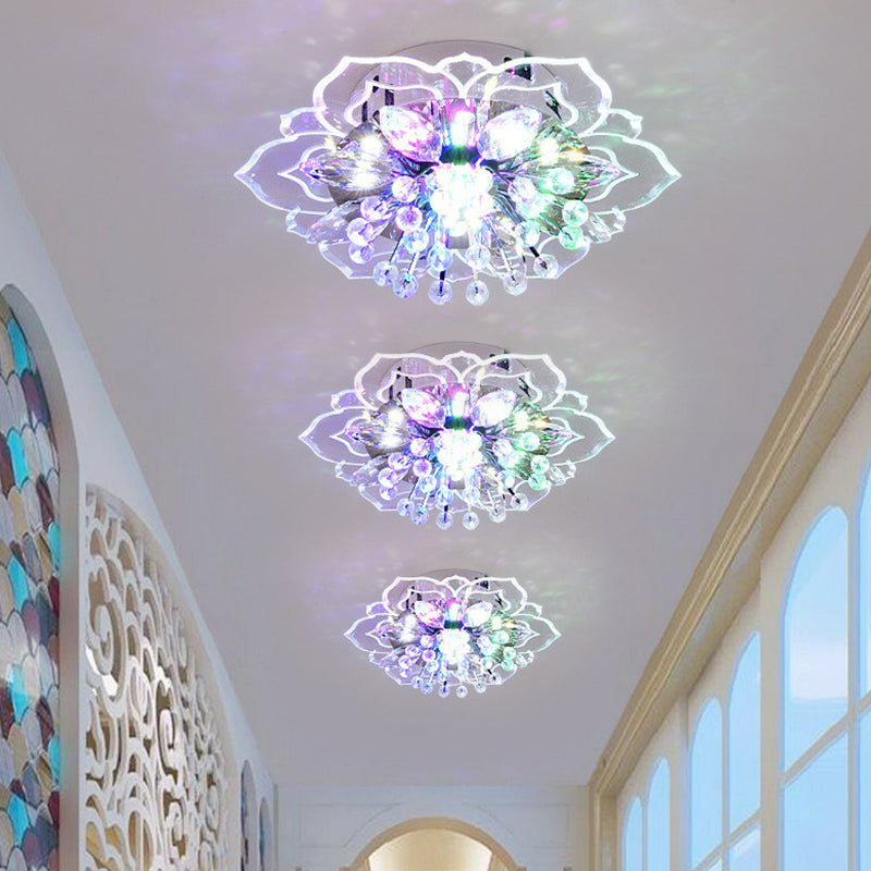 Blossom Crystal Flush Ceiling Light Contemporary Clear LED Flush Mount Lighting Fixture