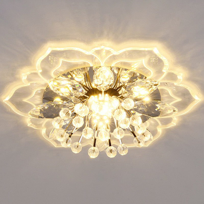 Blossom Crystal Flush Ceiling Light Contemporary Clear LED Flush Mount Lighting Fixture