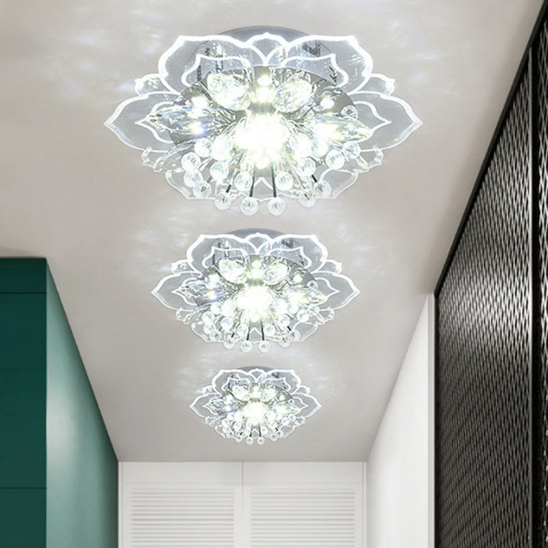 Blossom Crystal Flush Ceiling Light Contemporary Clear LED Flush Mount Lighting Fixture