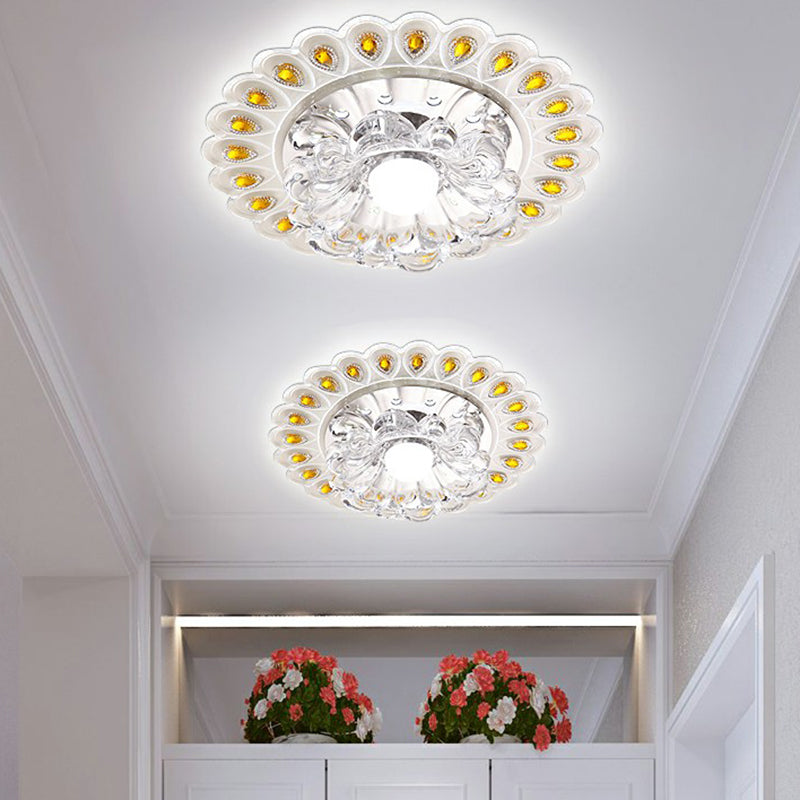 Plafonnier LED en forme de fleur, Style moderne, cristallin, luminaire de plafond pour entrée