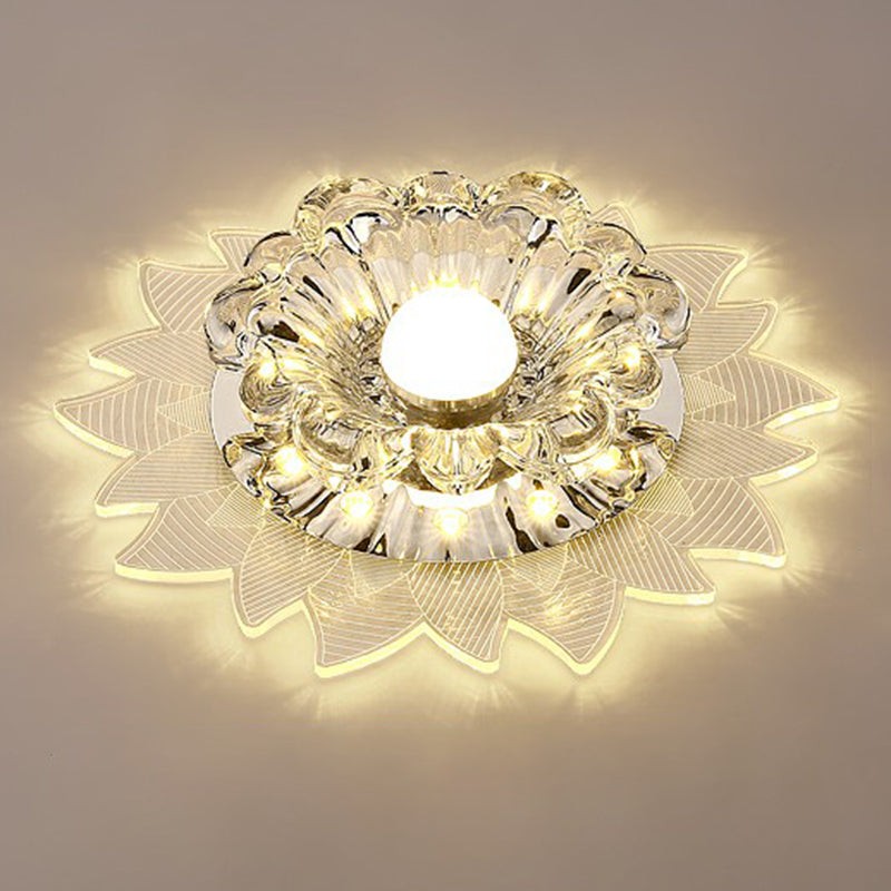 Plafonnier encastré de couloir de cristal encastré LED moderne en forme de fleur