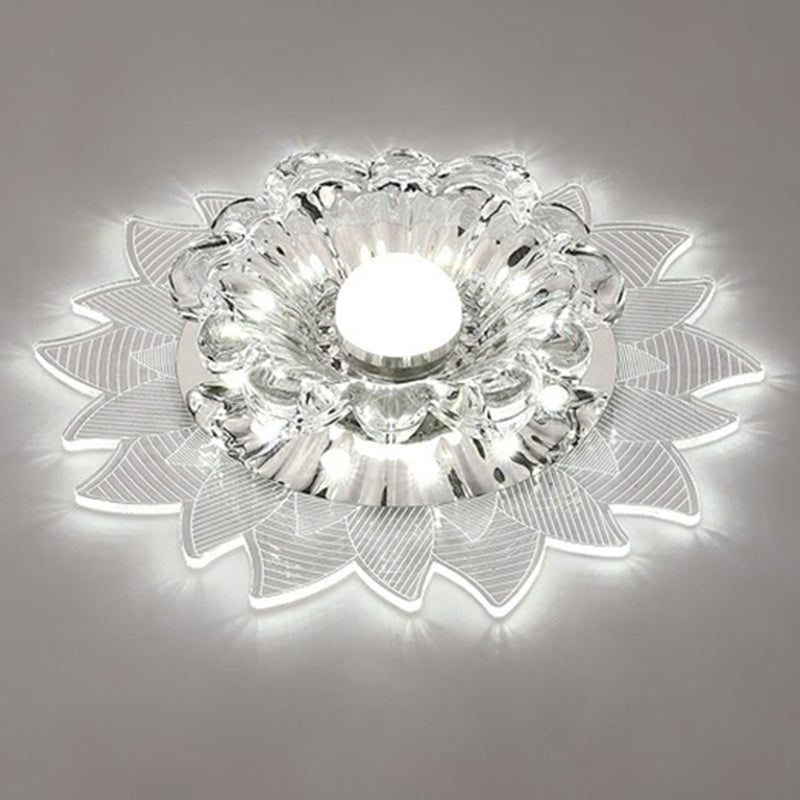 Plafonnier encastré de couloir de cristal encastré LED moderne en forme de fleur