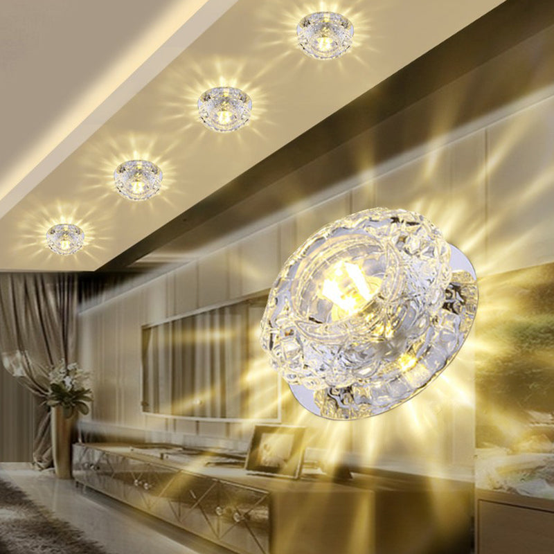 Clear Floral Shade Flush Mount Lighting Minimalist Crystal LED Flush Mount Fixture for Foyer