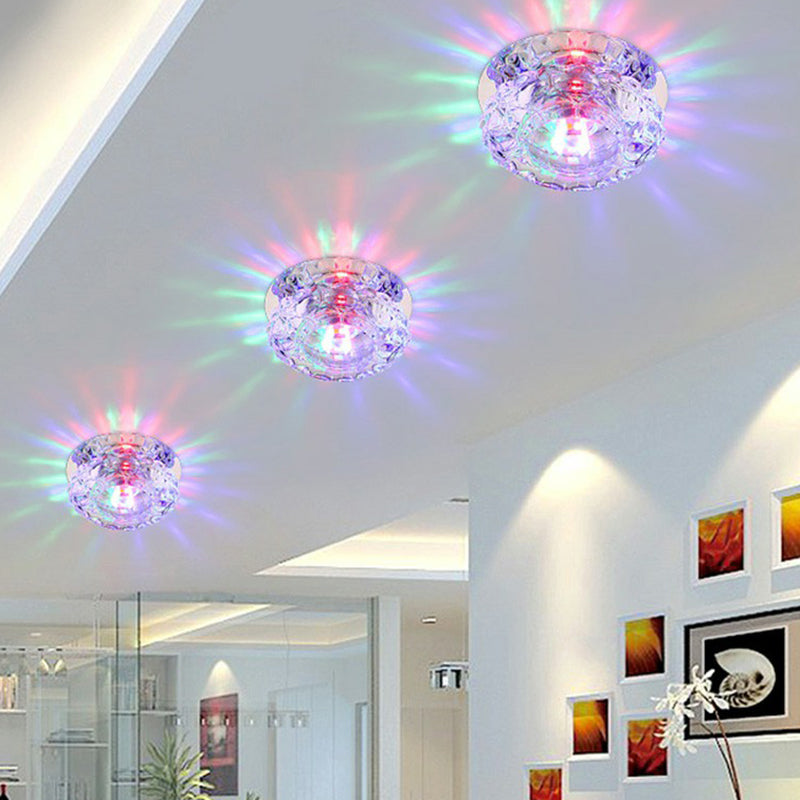 Clear Floral Shade Flush Mount Lighting Minimalist Crystal LED Flush Mount Fixture for Foyer