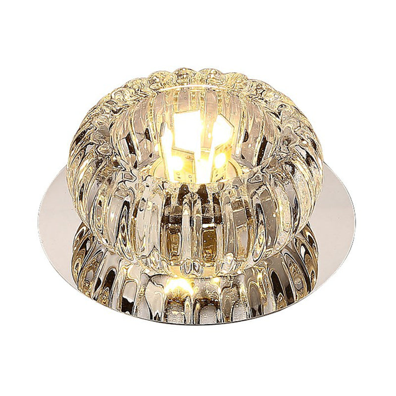 Simplicity Round LED Flush Mount Light Crystal Hallway Flush Mount Ceiling Light in Clear
