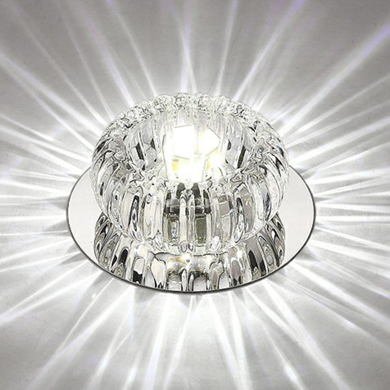 Simplicity Round LED Flush Mount Light Crystal Hallway Flush Mount Ceiling Light in Clear