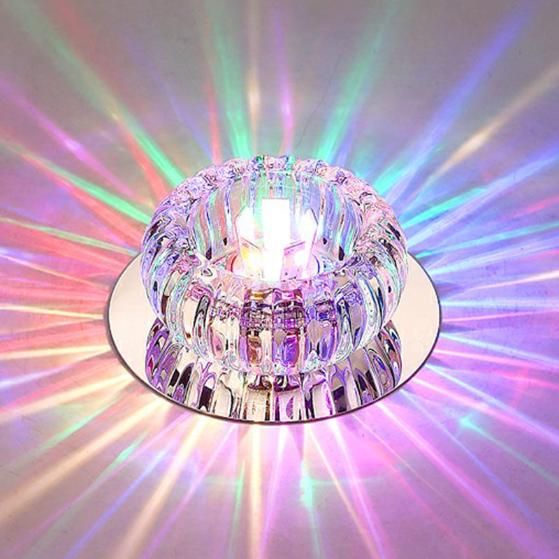Simplicity Round LED Flush Mount Light Crystal Hallway Flush Mount Ceiling Light in Clear