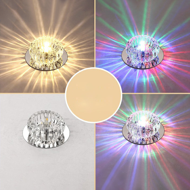 Simplicity Round LED Flush Mount Light Crystal Hallway Flush Mount Ceiling Light in Clear