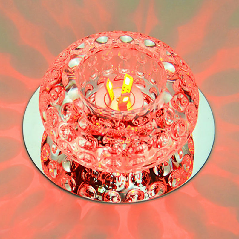 Clear Donut Flush Ceiling Light Contemporary Crystal LED Flush Mount Lighting Fixture