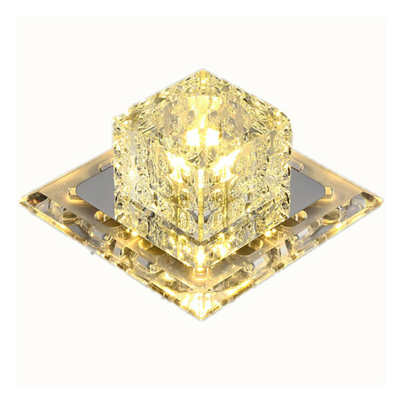 Squared Forme Entryway Flush Mount Lighting Crystal Minimalist DEL Flush Mount Fixture in Clear