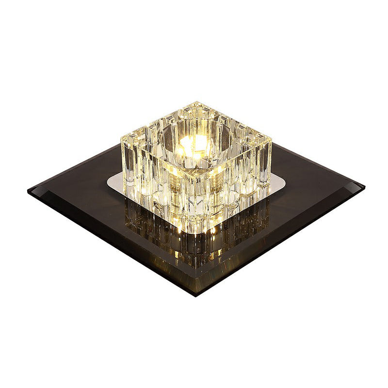 Square Flush Ceiling Light Contemporary Crystal Hallway LED Flush Mount Lighting Fixture