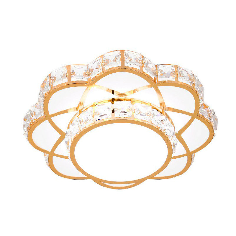 Floral Flush Ceiling Light Contemporary Crystal Rose Gold LED Flush Mount Lighting Fixture